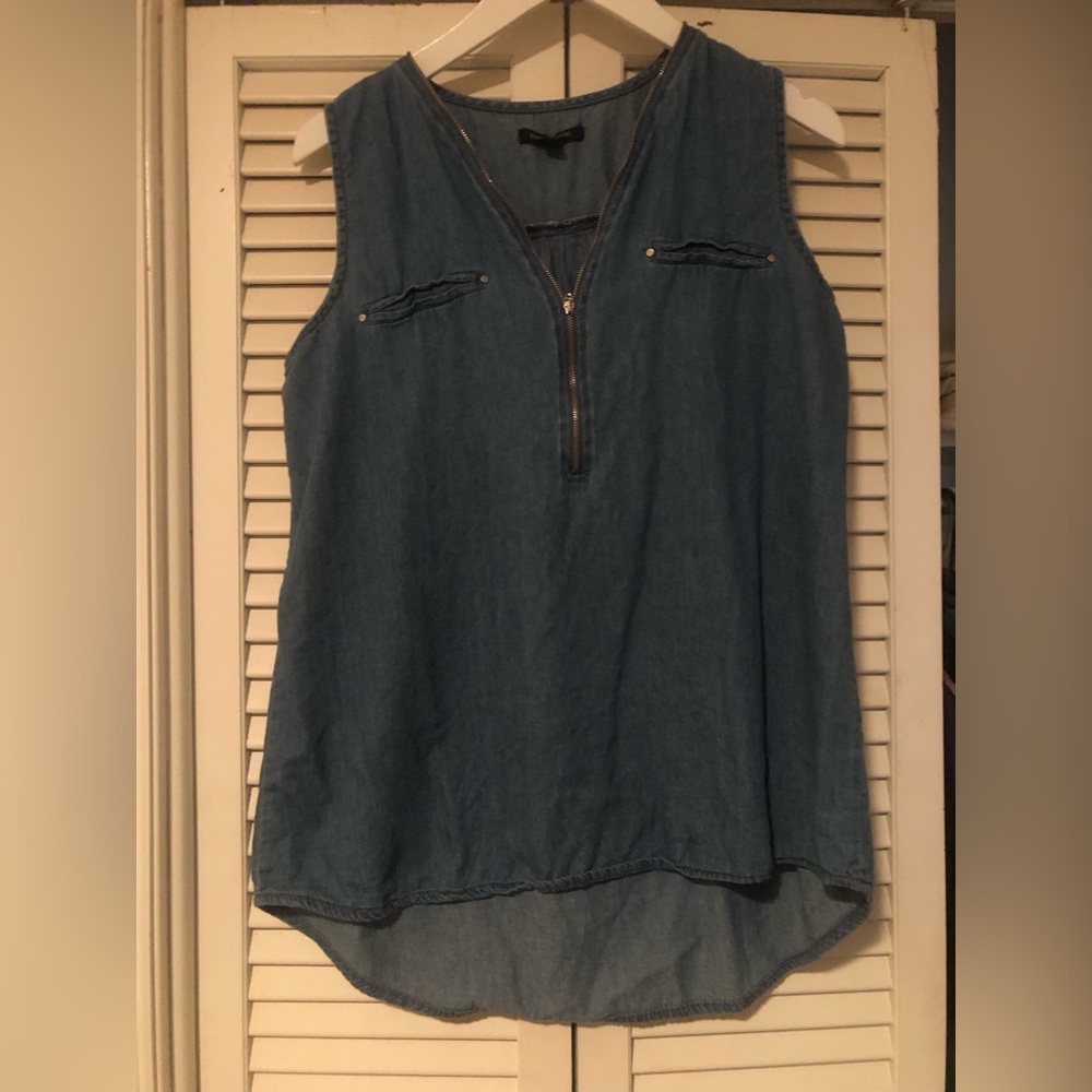 New Look Denim tank w zipper neck line